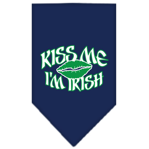 Kiss me I'm Irish Screen Print Bandana Navy Blue Small
